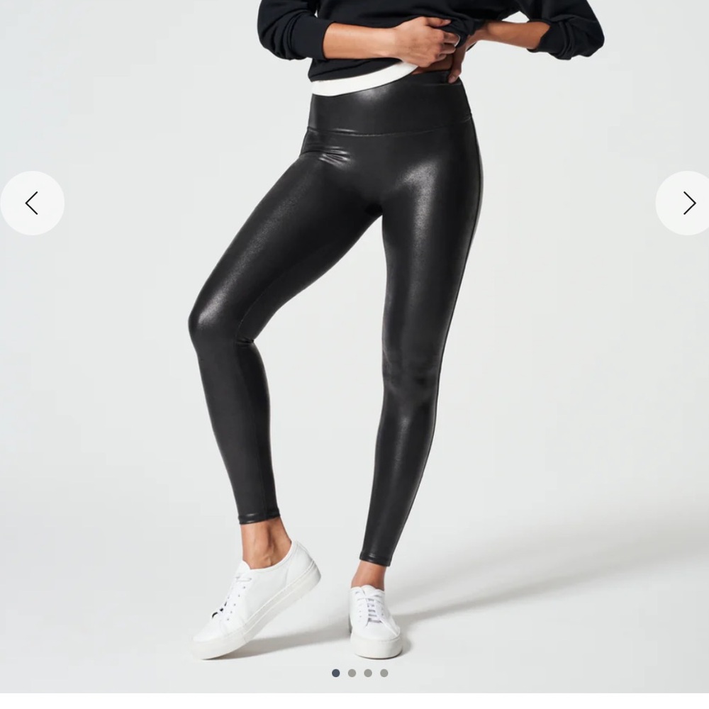 SPANX Black faux leather Leggings